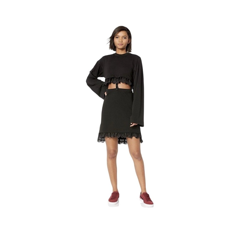 NWT Puma Fenty‎ by Rihanna Black Kimono Sleeve Lace Trim Suspender Dress Sz S